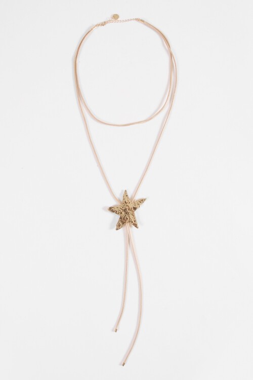 Collar cordón estrella metálica dorado