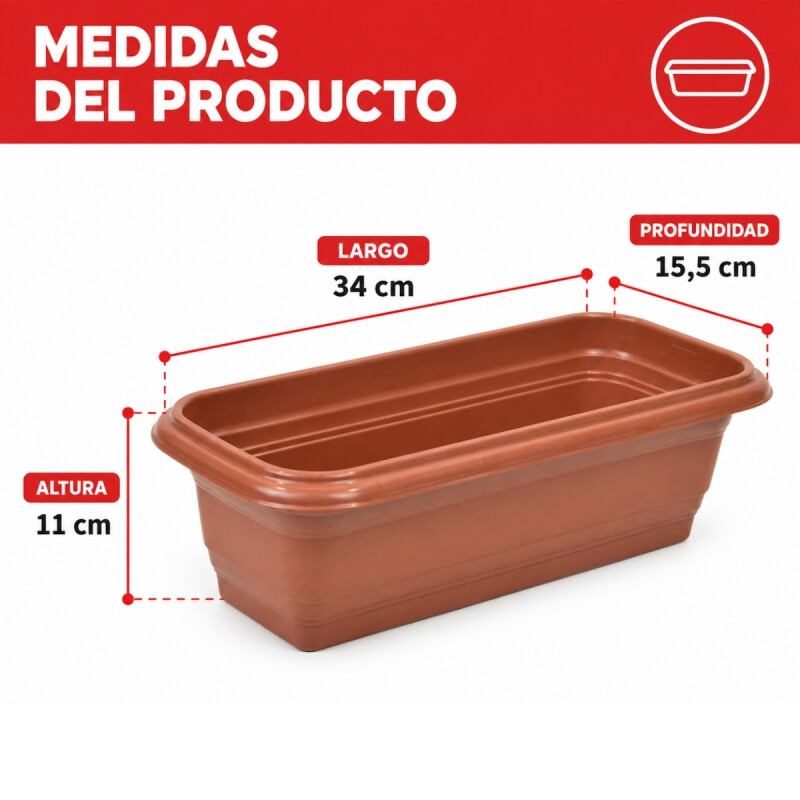 Set x3 Maceta rectangular 3 lts MARRON