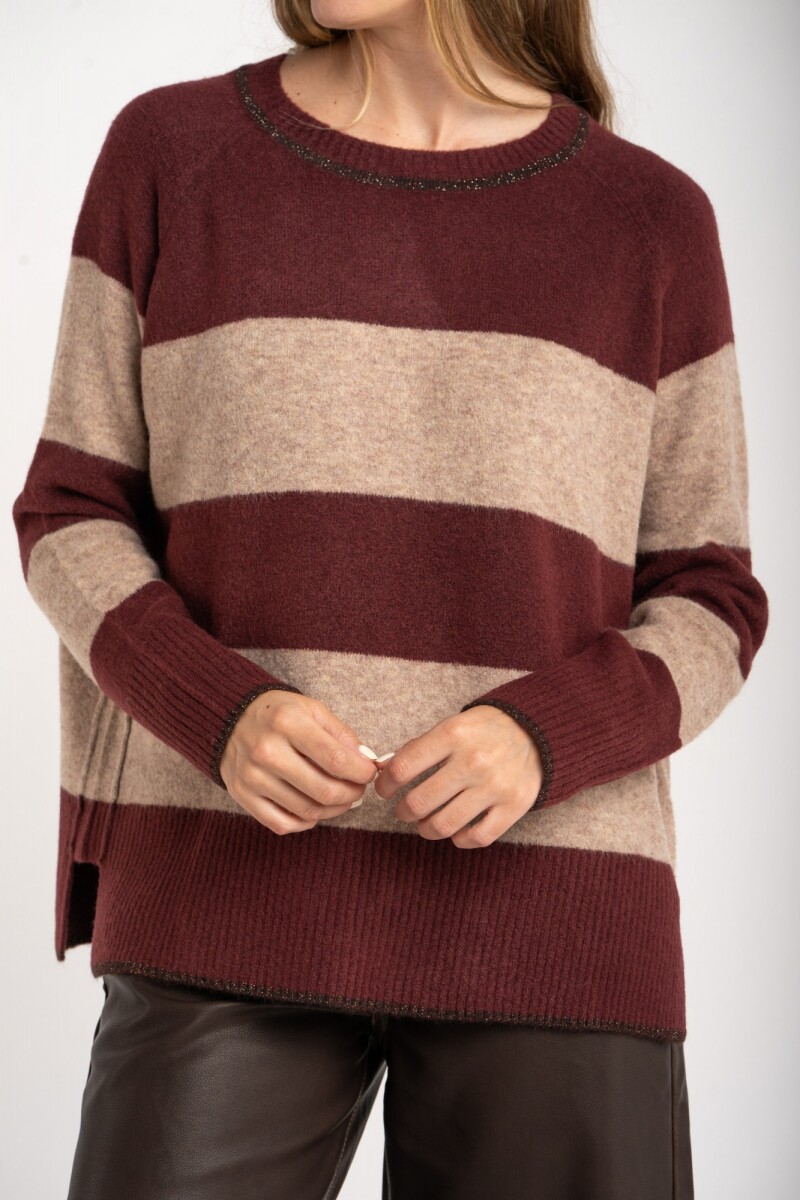 Sweater Rayado - Bordeaux 