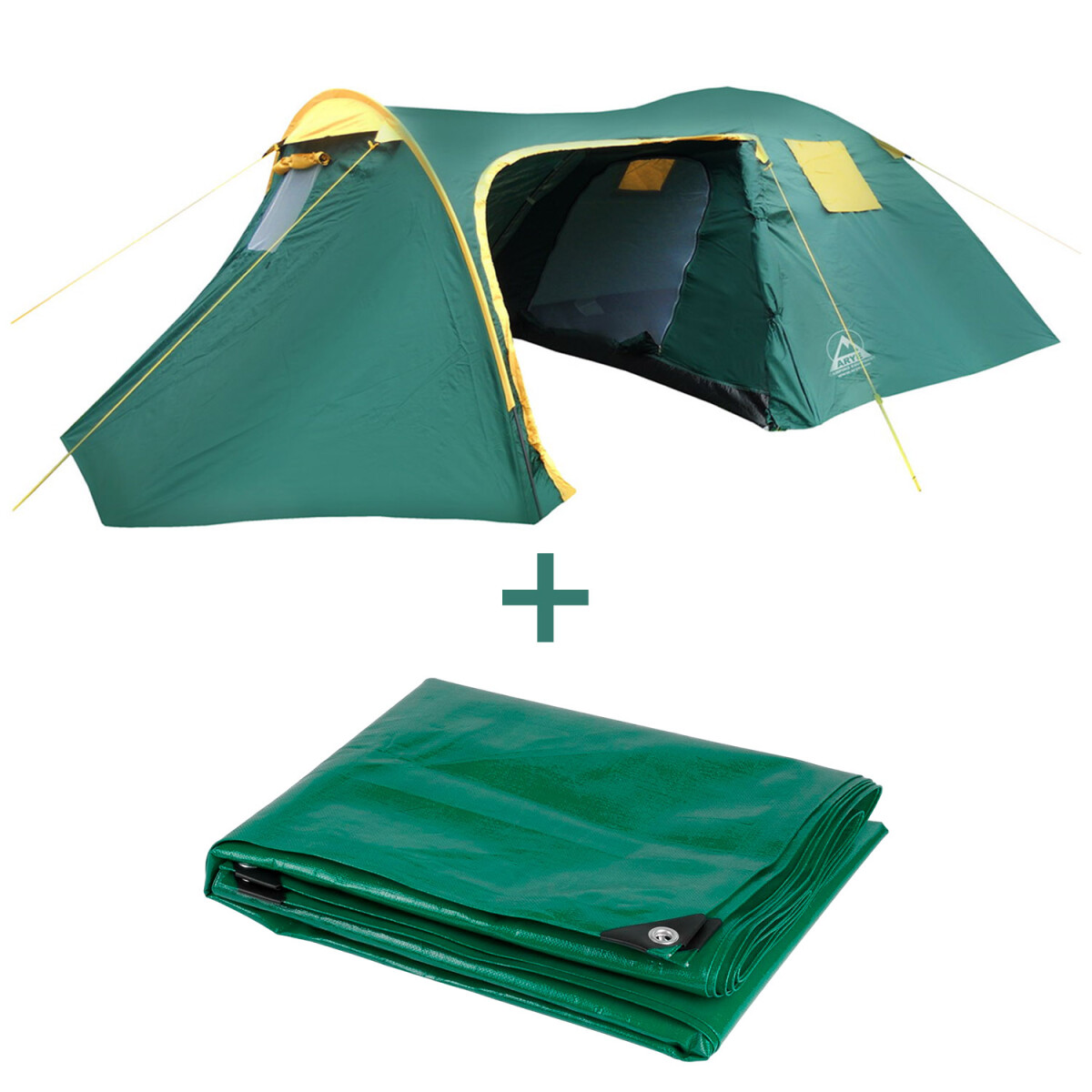 Combo Carpa Igloo con Avance Cerrado 4/5 Personas Arye + Lona 3x5 mts 