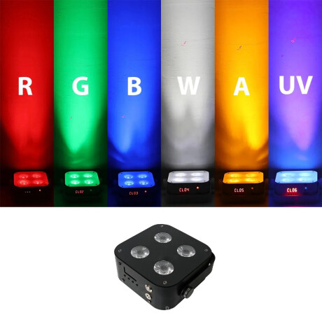 COMBO TACHO LED PL103A A BATERÍA 4X18W RGBWAUV X8 CON ESTUCHE COMBO TACHO LED PL103A A BATERÍA 4X18W RGBWAUV X8 CON ESTUCHE