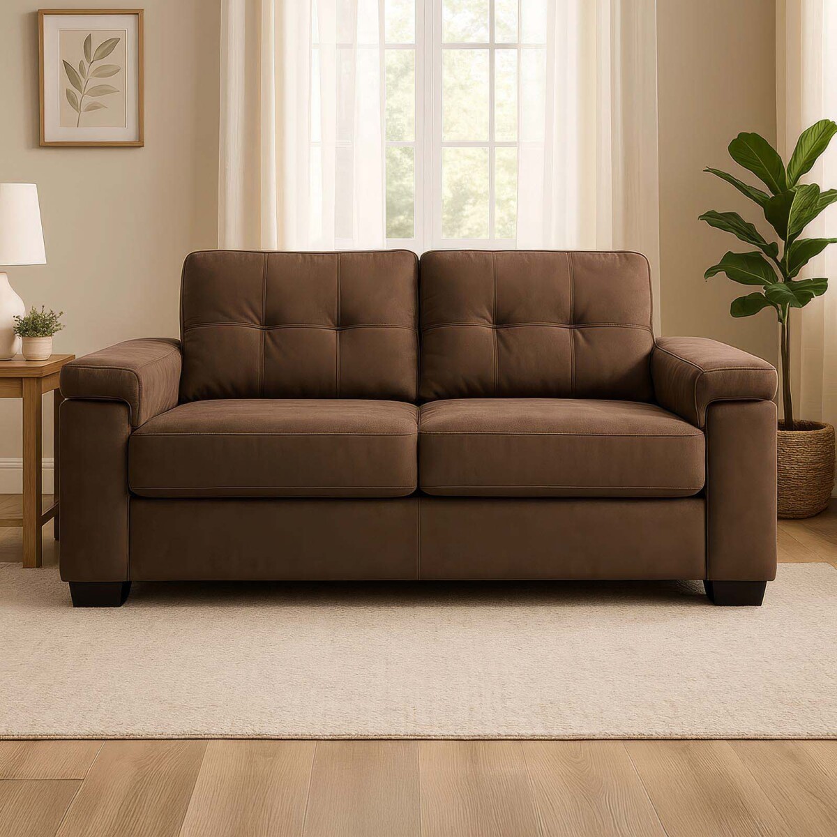 SILLÓN - 3 CUERPOS TELA MARRON LUARES CHOC. 