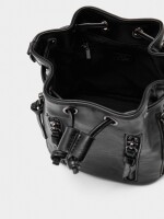 Bolso Bombonera Con Textura Y Cremalleras negro