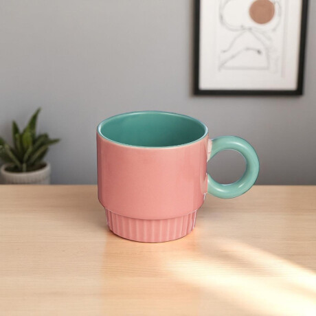 Taza Bicolor de Cerámica Rosado