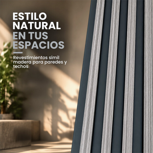 Pack x10 Wpc Simil Madera Wall Panel Lambrin 2.90x16.7 Gris negro 1
