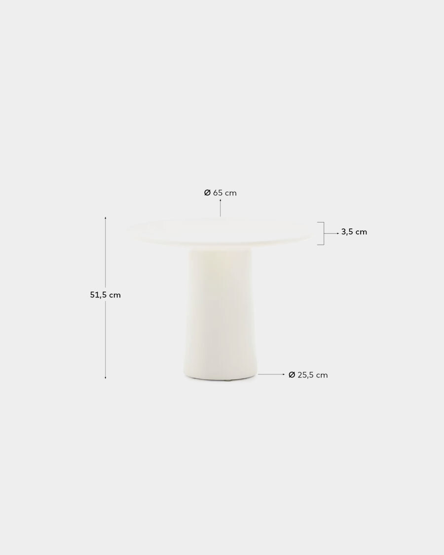 Mesa de centro Albanella de cemento con acabado blanco brillante Ø65 cm
