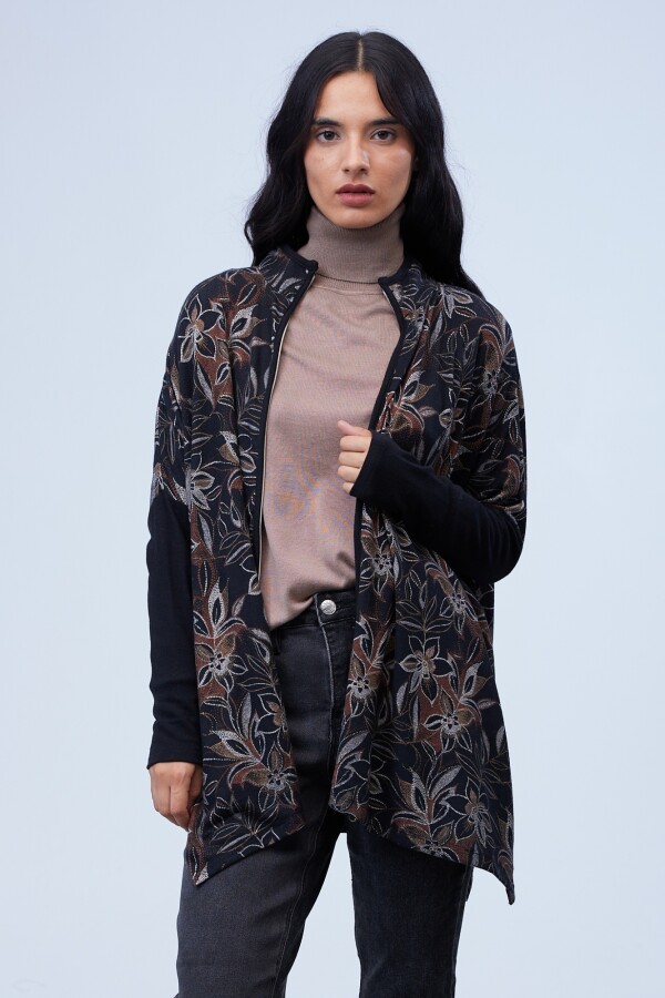 Cardigan Oversized Zip NEGRO/MULTI