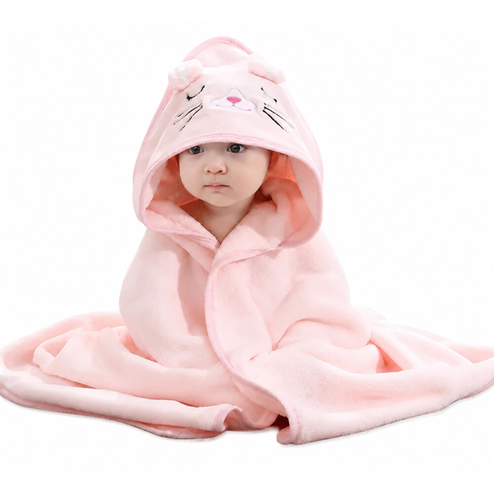 Toalla De Bebe Con Capucha Animales 80x80cm Rosa