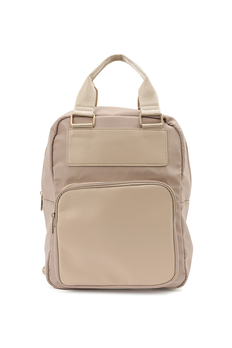 Mochila de nylon y PU Khaki