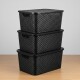Set x3 caja simil ratán 7 lts NEGRO