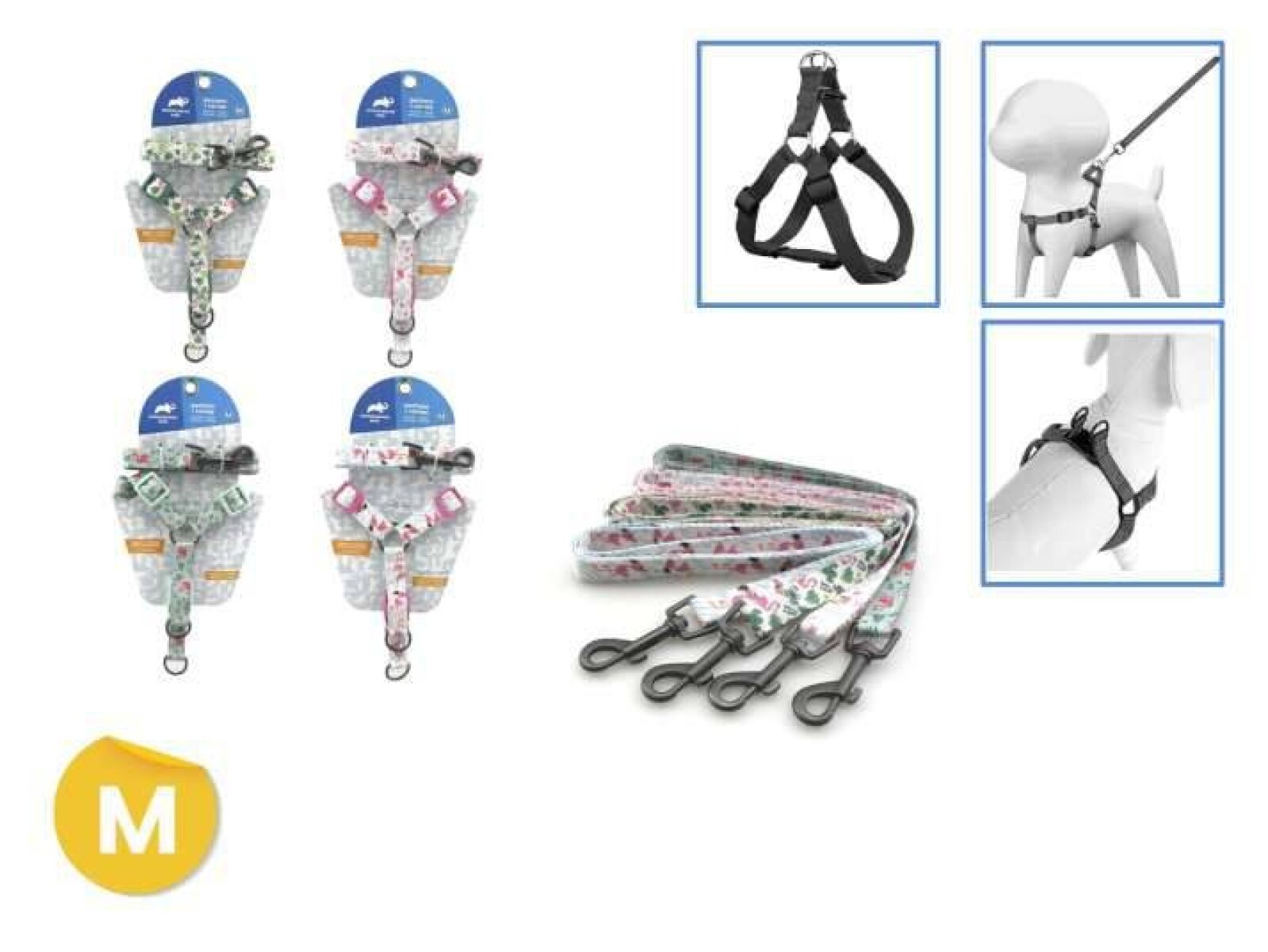 ARNÉS + CORREA PARA MASCOTAS DISEÑOS VARIOS M DISEÑO 2 