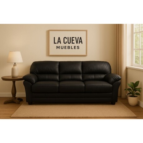 Sillon 3 cuerpos Cuero Natural Negro