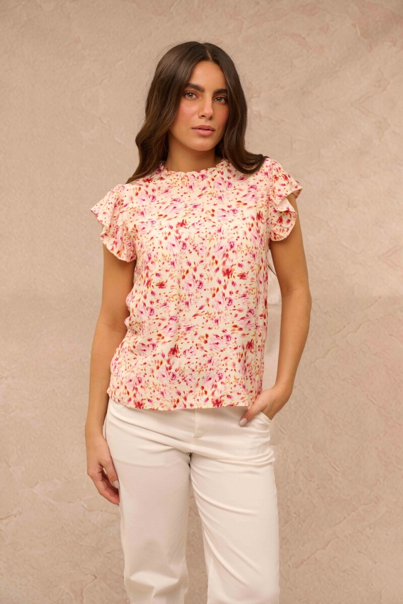 BLUSA MARIA ESTAMPADO CRUDO Y ROSA BLUSA MARIA ESTAMPADO CRUDO Y ROSA
