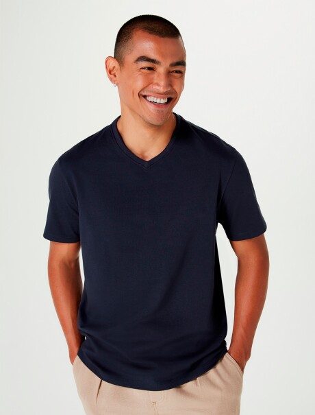 CAMISETA UNISSEX ESCOTE V SUPER COTTON AZUL