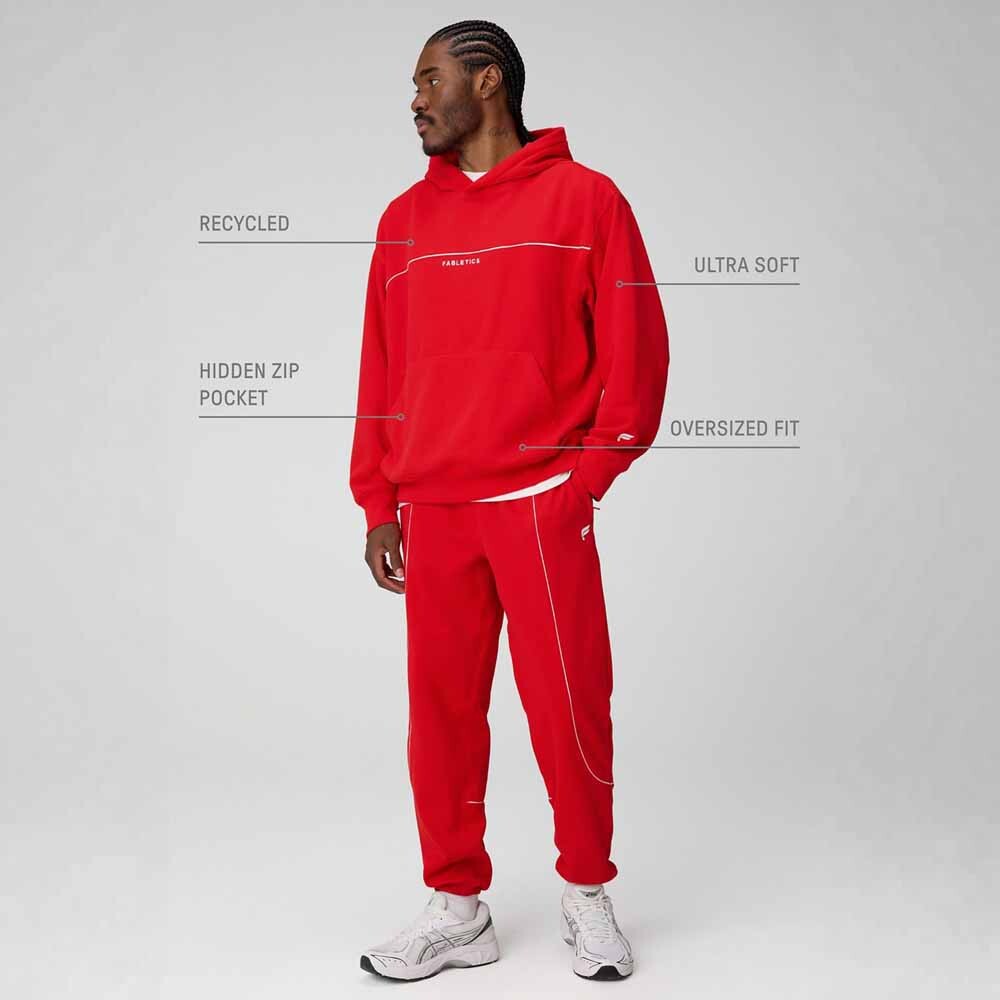 Polera The Go-To Oversized Hoodie Brand Dna Hombre Heated Red/classic White