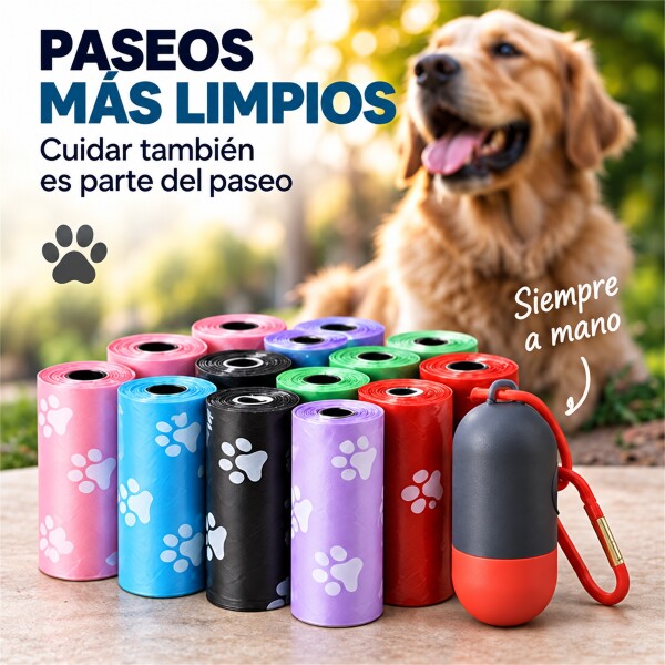 Bolsas Sanitarias x12 Residuos Mascota + Llavero Dispensador Rojo 1