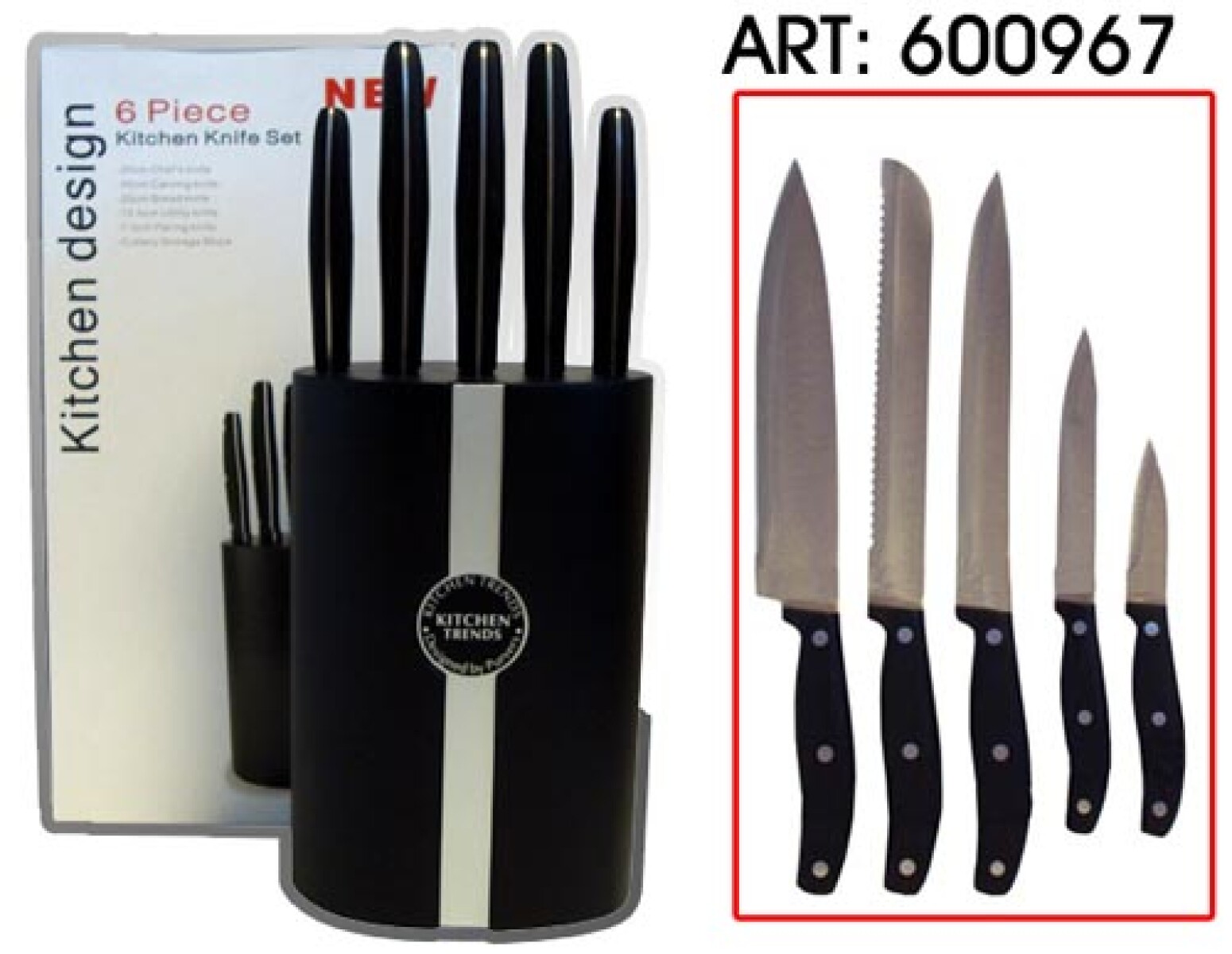 CUCHILLOS SET X5PCS CON BASE PESADA METAL (BC600967) 