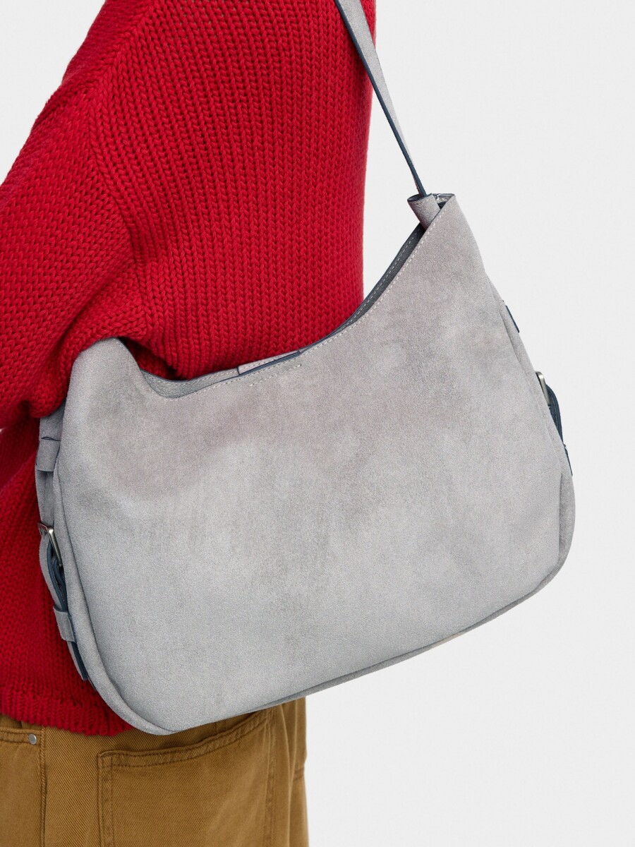 Bolso Estilo Hobo Efecto Piel gris