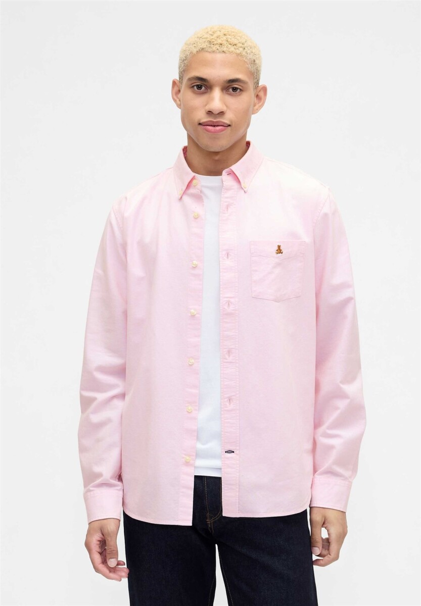 Camisa Oxford Logo Oso Brannan Hombre - Primrose Pink 