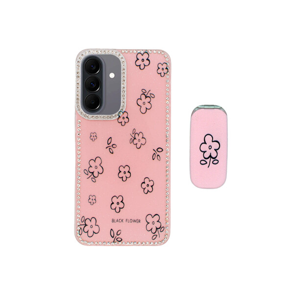 Protector para Samsung Galaxy A57 flores + soporte color rosa Protector Para Samsung Galaxy A57 Flores + Soporte Color Rosa