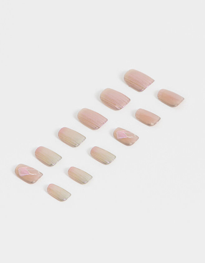 Nail Art Uñas Postizas Gelly Cuadradas - Combinacion Multicolor