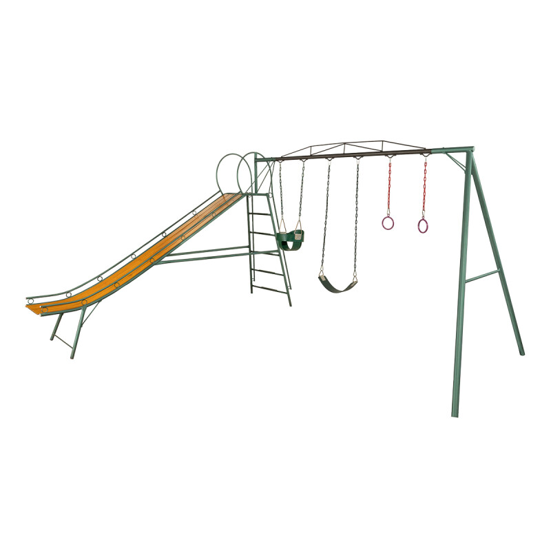 Juego Combinado Infantil con tobogán N°5. 1hamacas de cincha, 1 hamaca de bebé y par de aros. Juego Combinado Infantil con tobogán N°5. 1hamacas de cincha, 1 hamaca de bebé y par de aros.