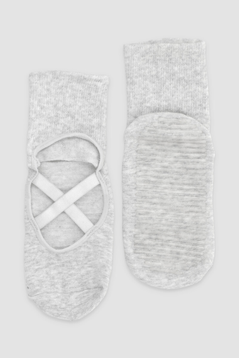 Media pilates con elastico Gris melange