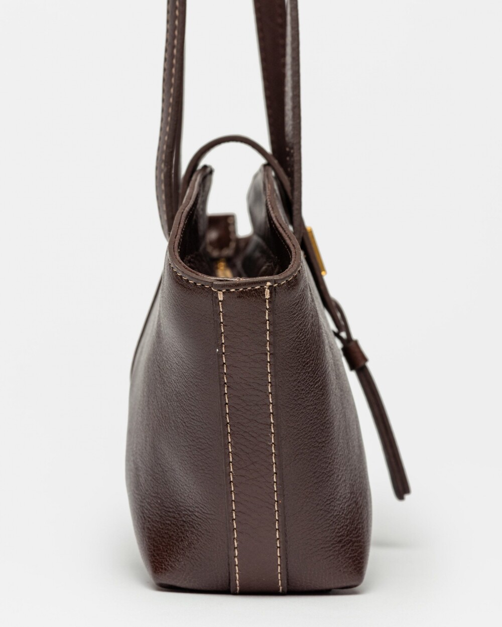 Cartera al hombro Paris en cuero liso Chocolate