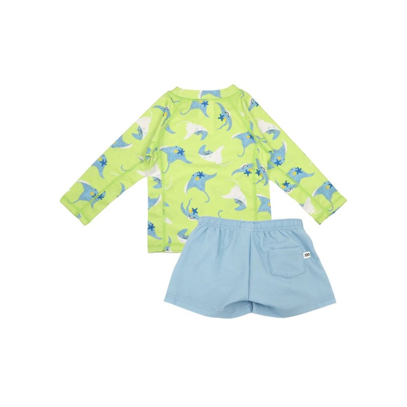SETREMYSHO Traje De Baño Short + Remera Con Filtro Upf50+ Zoochini - Mantarrayas 12-24m