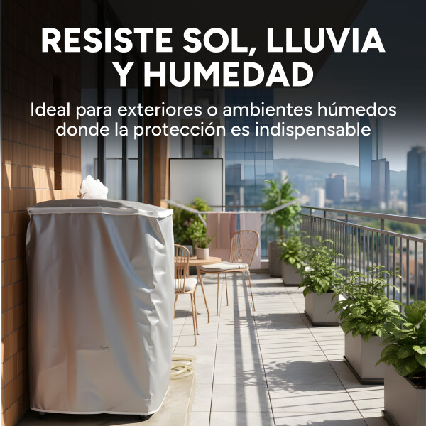 Funda Lavarropas Carga Superior Impermeable Antipolvo Color Gris