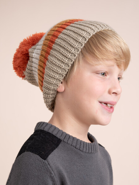 Gorro combinado con pompón Naranja