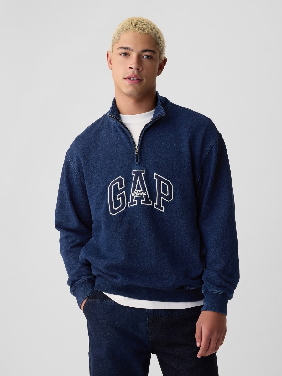 Buzo Deportivo Logo Medio Cierre Hombre - Dark Indigo 