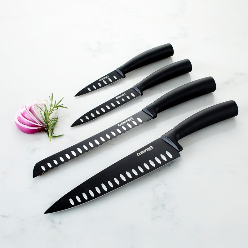 Juego de cuchillos con filo anti adherente de 7 piezas color negro Cuisinart Juego de cuchillos con filo anti adherente de 7 piezas color negro Cuisinart