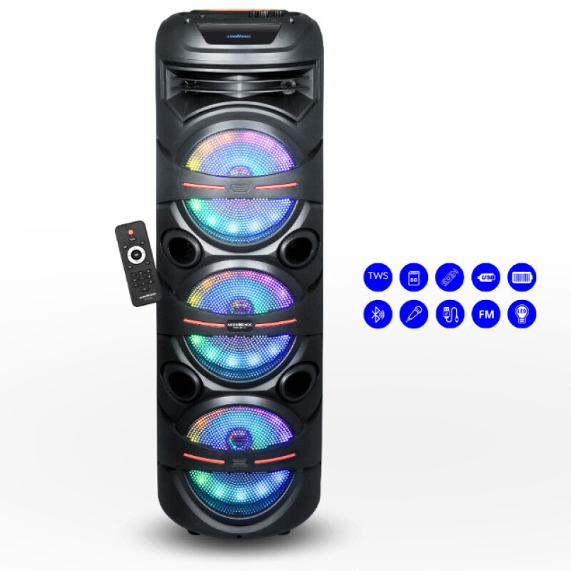 Torre Triple de Sonido Nordmende NRD-SR762 8" | Bluetooth | TWS | Karaoke | Luces LED Torre Triple de Sonido Nordmende NRD-SR762 8" | Bluetooth | TWS | Karaoke | Luces LED