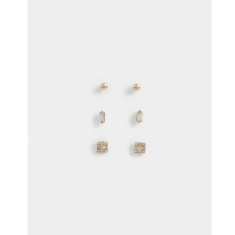 Set De Aros Con Strass Dorado