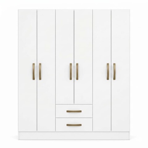 Ropero Placard 6 Puertas 2 Cajones Moderno Ancho 134 cm - Blanco Ropero Placard 6 Puertas 2 Cajones Moderno Ancho 134 cm - Blanco