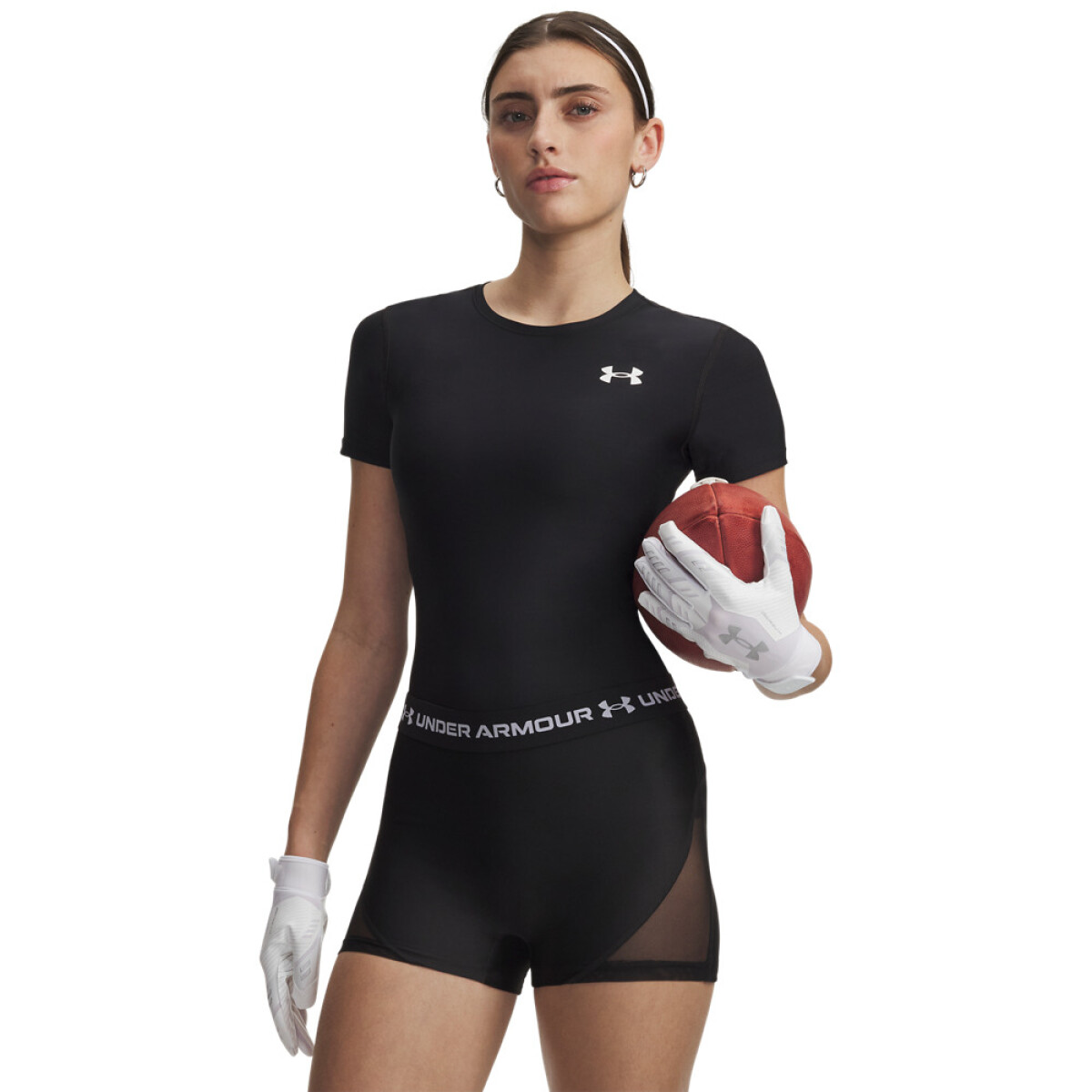 UA HG OG Compression SS-WHT - BLK-001 