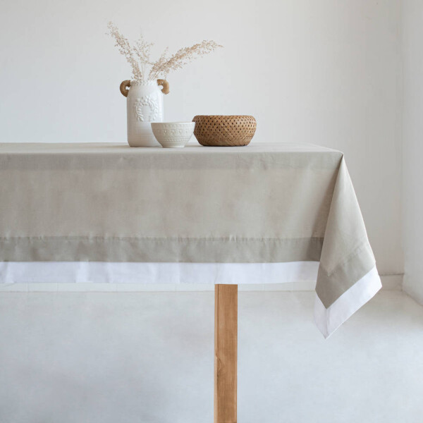 Mantel Florencia Beige con tablas blancas 190x330 cm