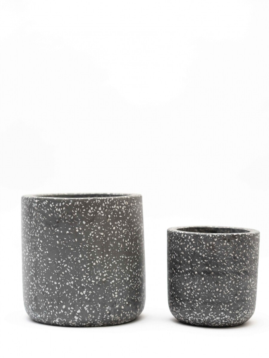 SET 2 MACETAS TERRAZO GRIS OSCURO
