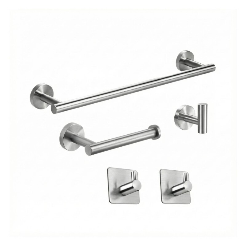 Set Accesorios Baño Completo 5 Pcs Acero Inox Toallero Set Accesorios Baño Completo 5 Pcs Acero Inox Toallero