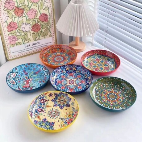 Plato Mosaico Varios Diseños Celeste