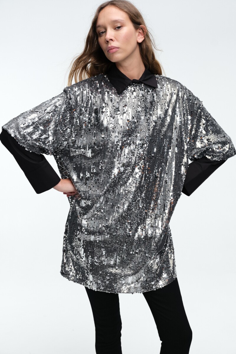 VESTIDO LENTEJUELAS Plata