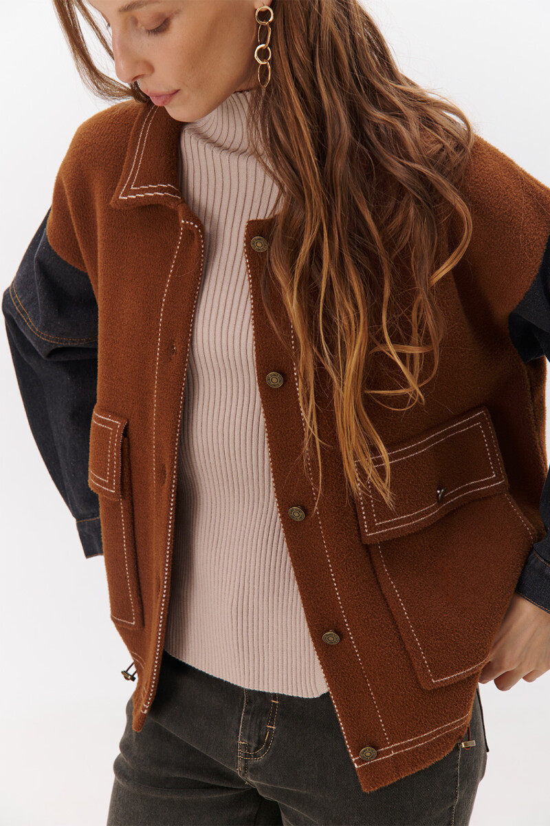 CAMPERA DENIM MESH CARAMELO