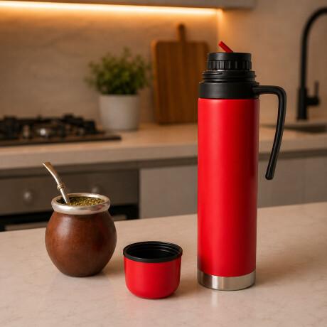 Termo Arriero Ac. Inox 750ml Manija Fija Mantiene Frío Calor Rojo