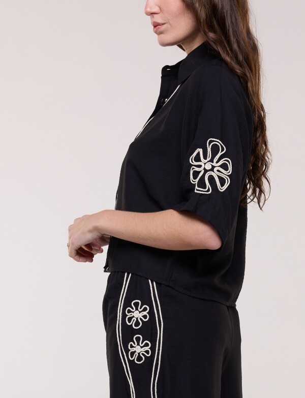Conjunto Bordado Camisa & Pantalón NEGRO