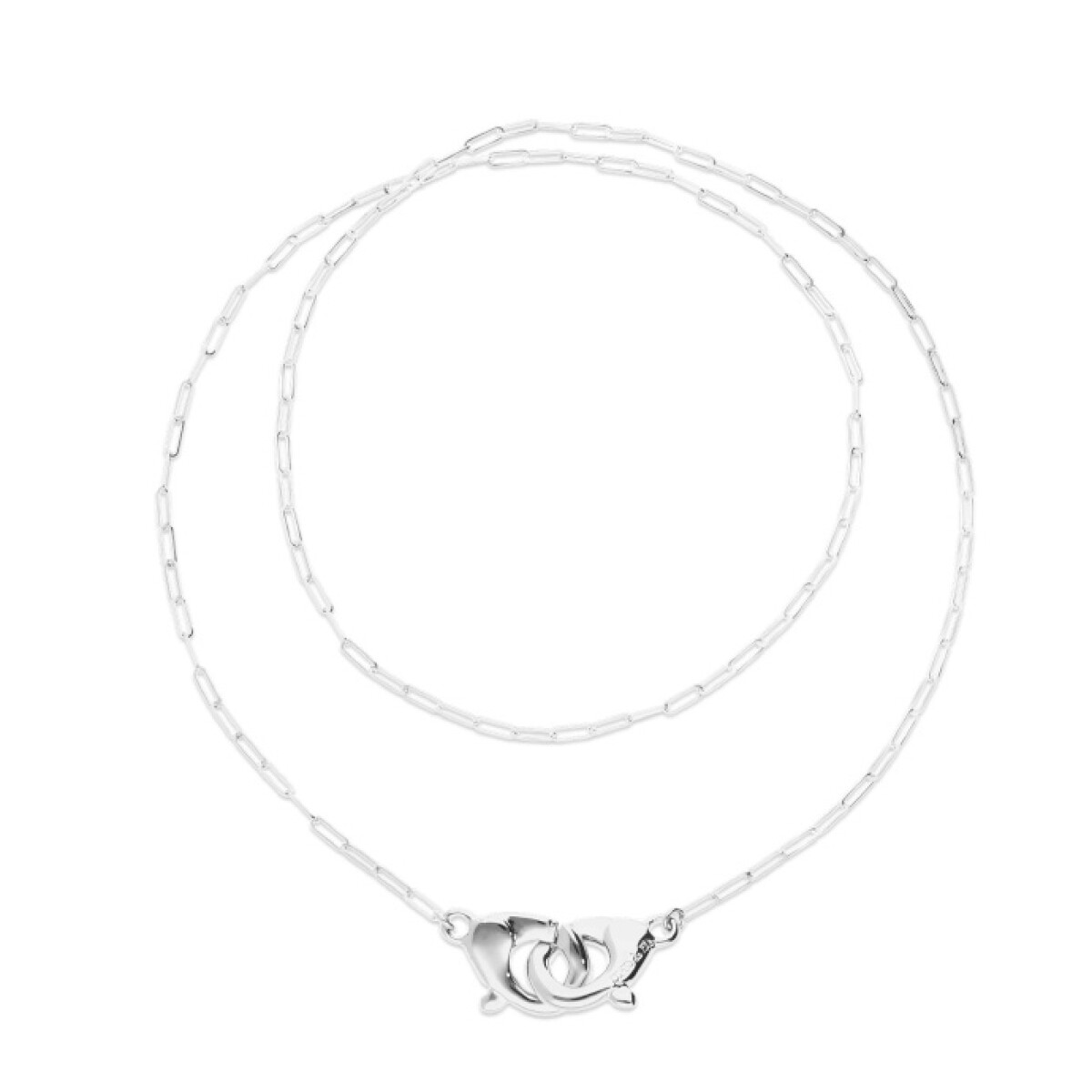 COLLAR LARGO BAÑADO EN PLATA CON MOSQUETÓN ENTRELAZADO - Colgante 