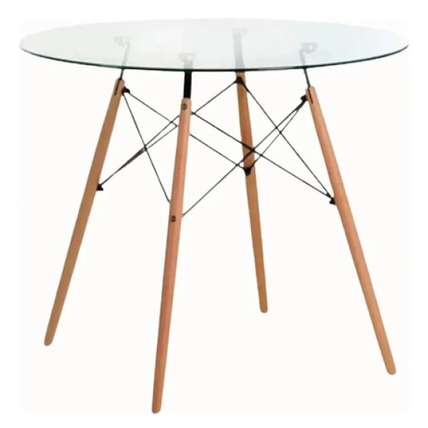 Mesa Comedor ComboHome Eames Redonda Vidrio 90 Cm Premium Transparente