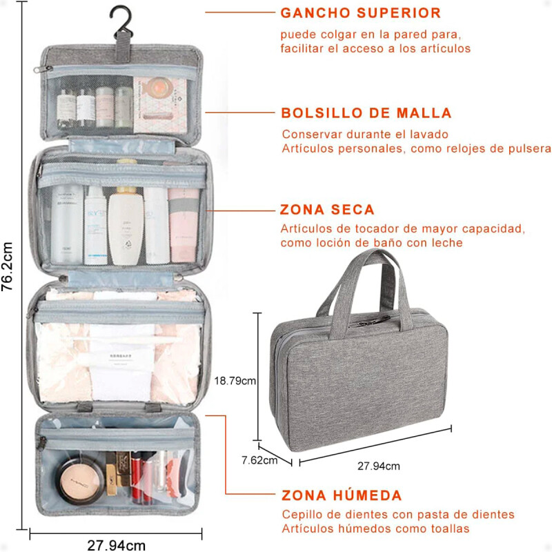 Bolso Organizador de Mano para Cosméticos Gris Bolso Organizador de Mano para Cosméticos Gris