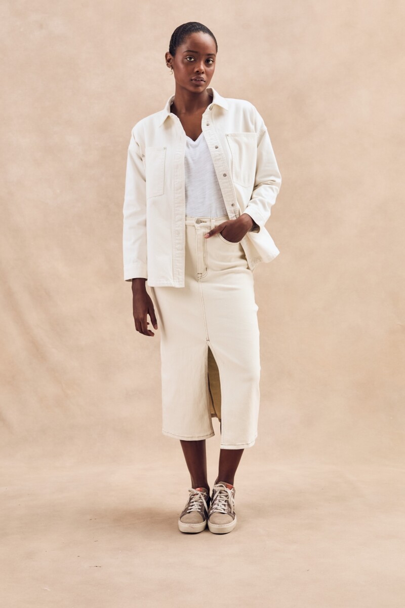 Falda Midi Off White Crudo