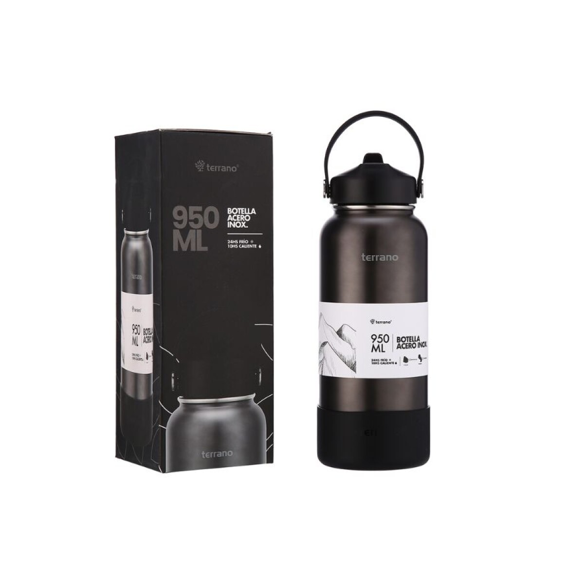Botella Térmica Terrano con Pico 950mL. - NEGRO-METALIZADO 